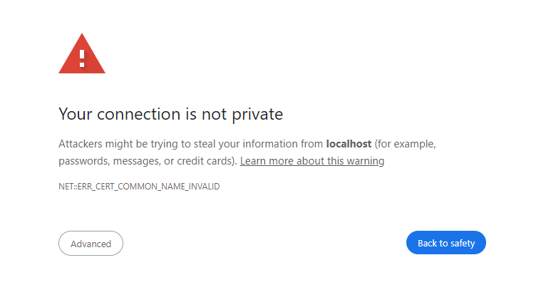 bad certificate page